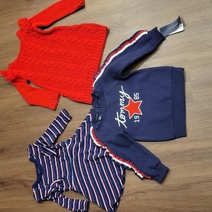 Tommy Hilfiger 2T girls bundle sweater dresses red blue white NWT